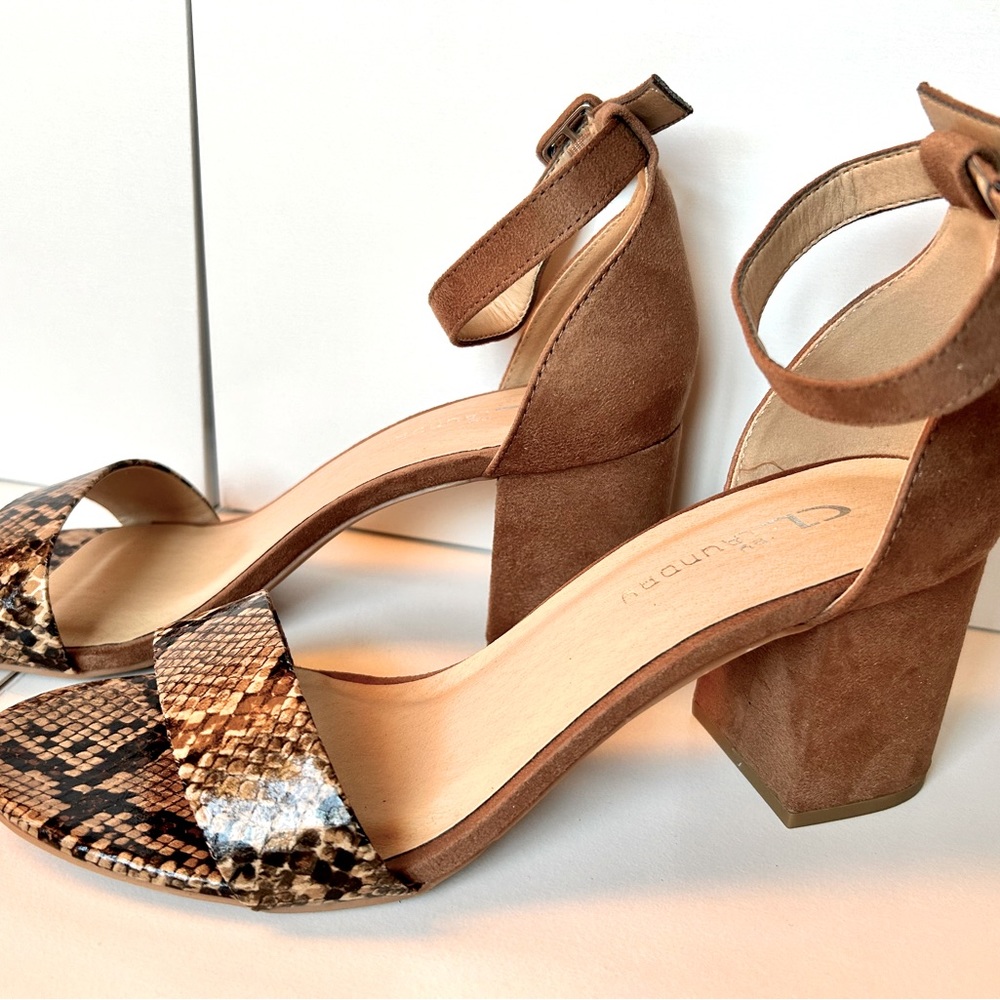Snake and Natural suede sandal, By CL Laundry, size 8 1/2 M